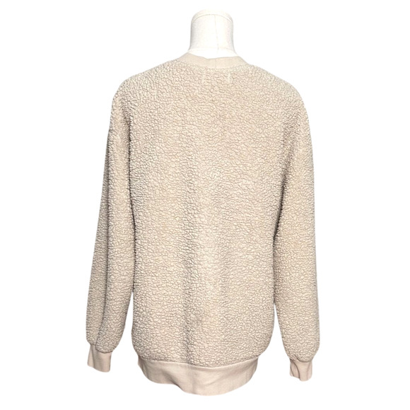 PJ Salvage Cream Oatmeal Sherpa Button Front Cardigan XS Small "Peace Love Hope" - Picture 3 of 7